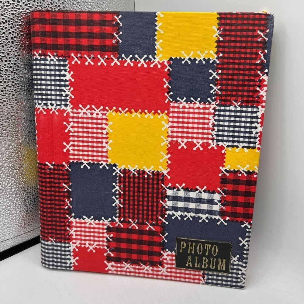 Vintage checkered quilt pattern photo album vinyl